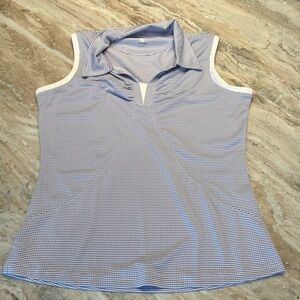 Pebble Beach Blue and White Sleeveless Blouse
